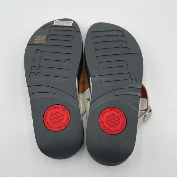 Fitflop Women’s Size 8 The Skinny Deluxe Silver Thong Sandals Shoes Cushioned - Picture 10 of 12